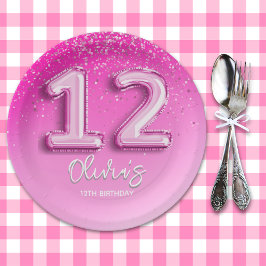 Plato De Papel 12th Birthday Girl Party – Pink Balloon Theme