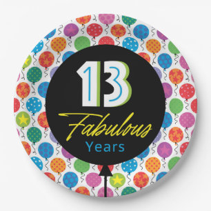 Plato De Papel 13.º globo gráfico brillante de cumpleaños