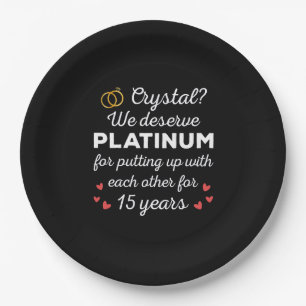 Plato De Papel 15 Aniversario Boda I - Pareja de Crystal Funny