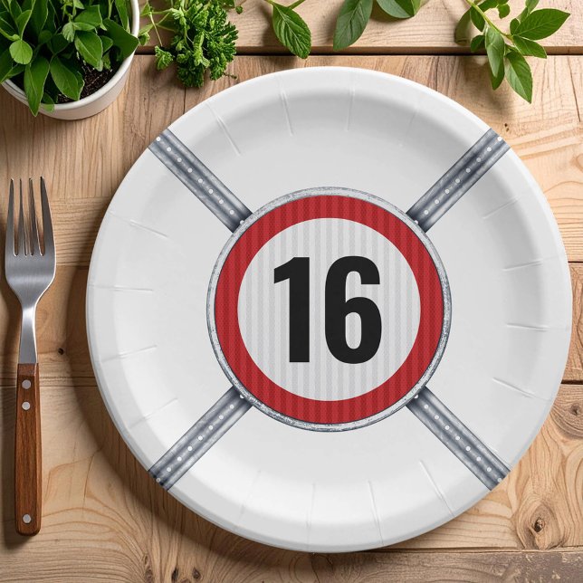 Plato De Papel 16th Birthday Speed Limit (Subido por el creador)