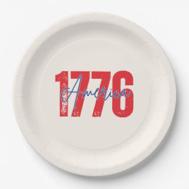 Plato De Papel '1776 América' Fondo de Marfil Suave 4 de Julio