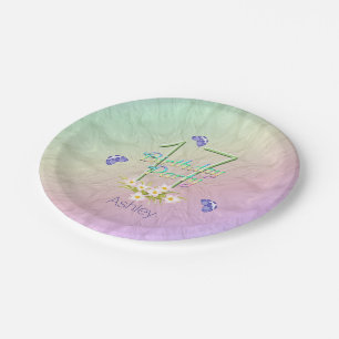 Plato De Papel 17mo Mariposas y Wildflowers de la fiesta de