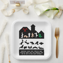 Plato De Papel 18 imágenes del tangrama de Halloween