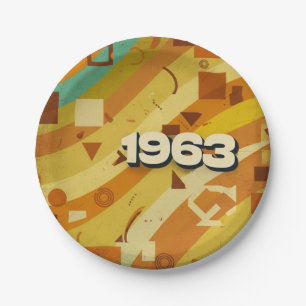 Plato De Papel 1963 - Diseño geométrico retro vintage de los años