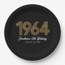 1964 Cumpleaños 60 Falso Oro Negro