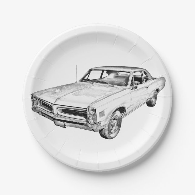 Plato De Papel 1966 Ilustracion Pontiac Lemans Muscle Car (Anverso)