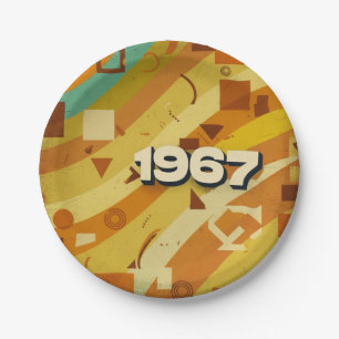 Plato De Papel 1967 - Diseño geométrico retro vintage de los años