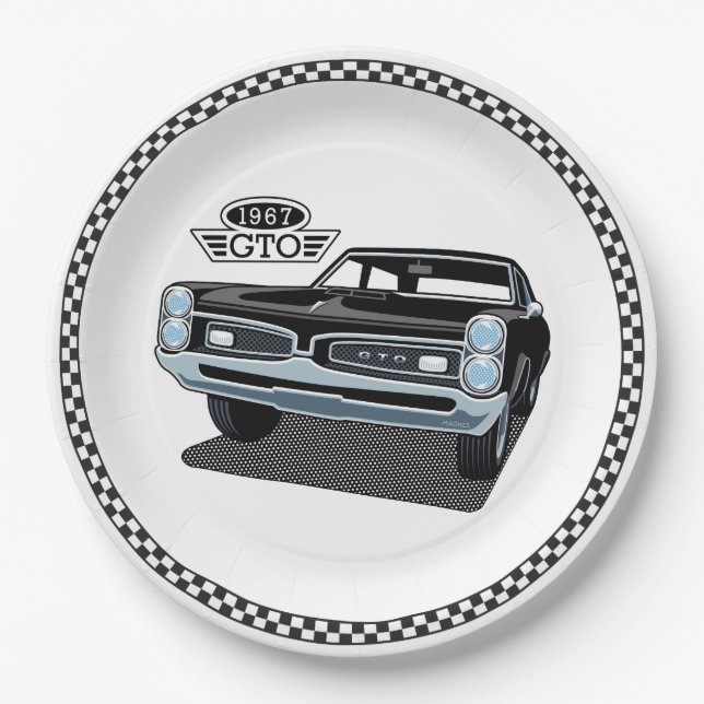 Plato De Papel 1967 Pontiac GTO negro (Anverso)