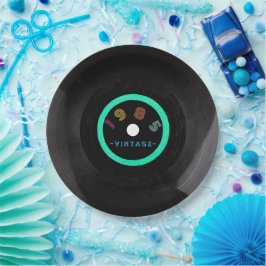Plato De Papel 1985 Tiras Retro Vintage Neon Vinyl Record
