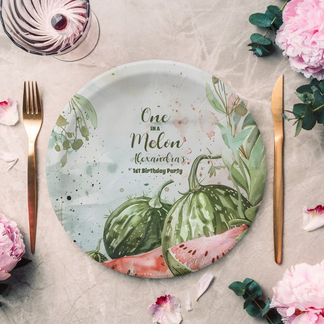 Plato De Papel 1.ª sandía Cumpleaños (Subido por el creador)