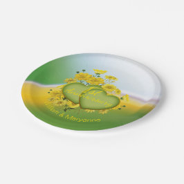 Plato De Papel 1.ᵉʳ Aniversario Boda Jardín Amarillo Sunshine