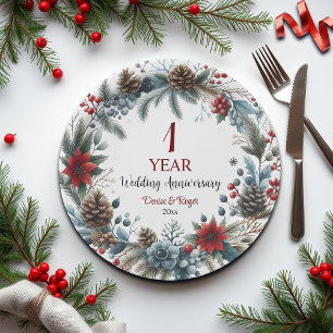 Plato De Papel 1.ᵉʳ Aniversario del Boda de papel Elegante invier
