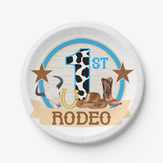 Plato De Papel 1.ᵉʳ cumpleaños de Rodeo (Anverso)