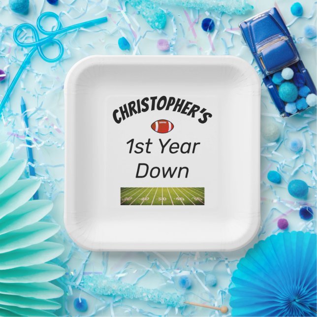 Plato De Papel 1.ᵉʳ cumpleaños de un chico de fútbol (Fiesta)