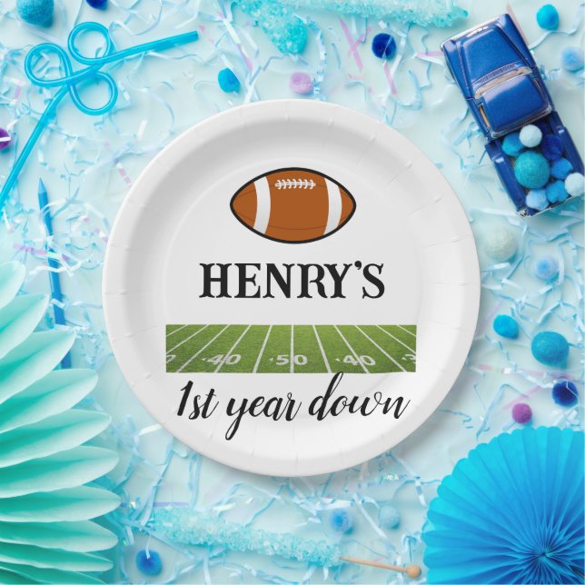 Plato De Papel 1.ᵉʳ cumpleaños de un chico de fútbol (Fiesta)