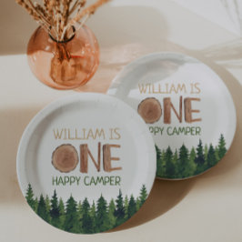 Plato De Papel 1.ᵉʳ cumpleaños Rústico Un Camper Feliz