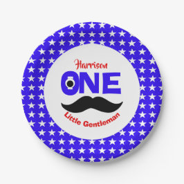 Plato De Papel 1.ᵉʳ Cumpleaños Un Pequeño Caballero Personalizado