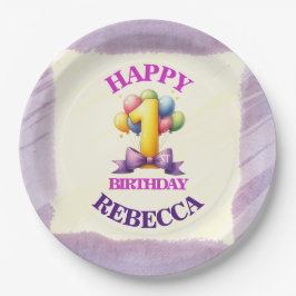 Plato De Papel 1.ᵉʳ tema del globo de cumpleaños