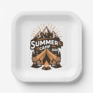 Plato De Papel 2024 Campamento de Verano Vacaciones de Camping de