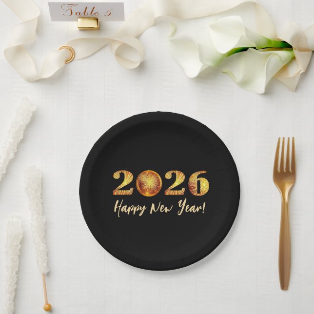 Plato De Papel 2026 Happy New Year (Boda)