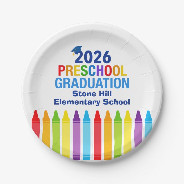 Plato De Papel 2026 Preschool Graduation Custom School Party (Anverso)
