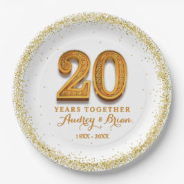 Plato De Papel 20.º aniversario personalizado