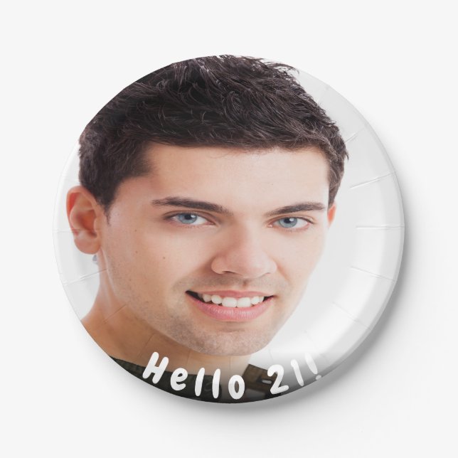 Plato De Papel 21ª foto de cumpleaños hola 21 chicos (Anverso)