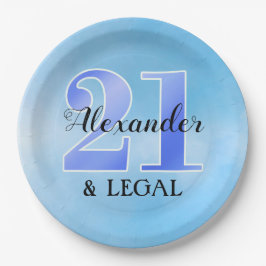 Plato De Papel 21 y placa de papel azul legal