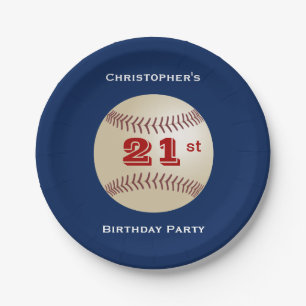 Plato De Papel 21ra fiesta de cumpleaños personalizada béisbol