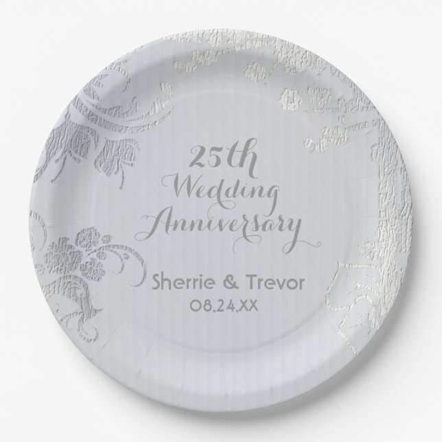 Plato De Papel 25º aniversario de Silver Glimmer (Anverso)