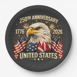 Plato De Papel 250º Aniversario Estados Unidos 1776-2026