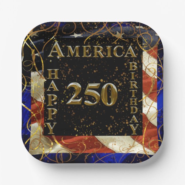 Plato De Papel ¡250º Cumpleaños Feliz América! (Anverso)