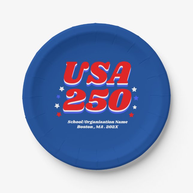 Plato De Papel 250 Years USA Party Custom Patriotic (Anverso)
