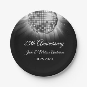 Plato De Papel 25.º Boda Fiesta Silver Disco Ball