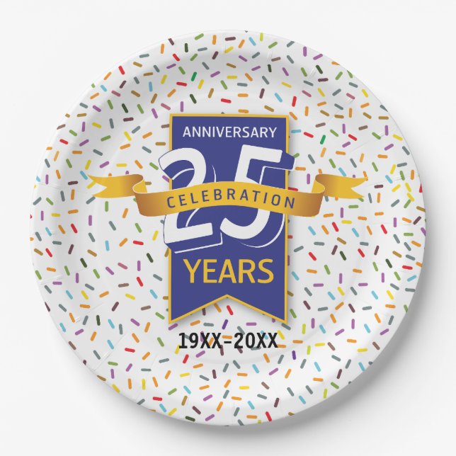 Plato De Papel 25.º diseño ANIVERSARIO (Anverso)