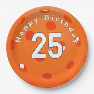 Plato De Papel 25.º Naranja de cumpleaños