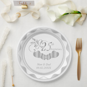 Plato De Papel 25° Aniversario de Plata