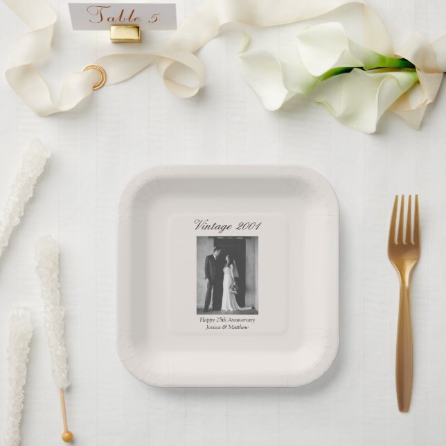 Plato De Papel 25th Anniversary Party Supplies Wedding Photo (Boda)