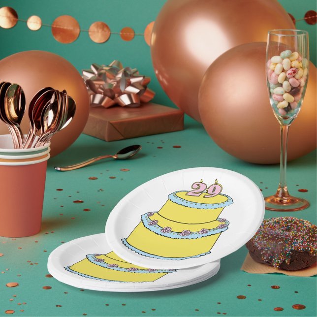 Plato De Papel 29th Birthday Cake Paper Plates (Subido por el creador)