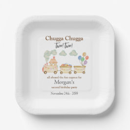 Plato De Papel 2.ª acuarela Marrón Tren Divertido Express