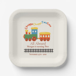 Plato De Papel 2.º colorido tren de cumpleaños Chugga Choo Two