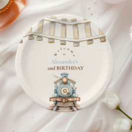 Plato De Papel 2.º cumpleaños del tren