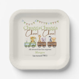 Plato De Papel 2.º Nacimiento Tren Animal Cute Chugga
