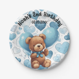 Plato De Papel 2.º nombre personalizado del niño de cumpleaños