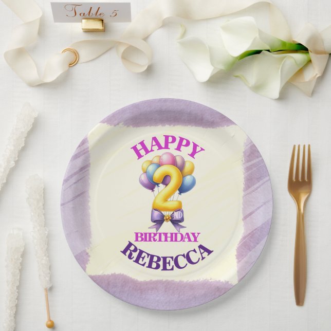 Plato De Papel 2.º tema del globo de cumpleaños (Boda)