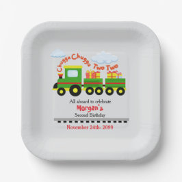 Plato De Papel 2.º Tren De Colorido Cuto De Cumpleaños Con Presen