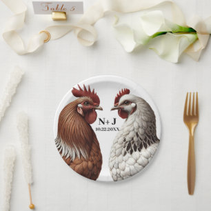 Plato De Papel 2 Granjas de Pollos Campestres Boda en el Corral