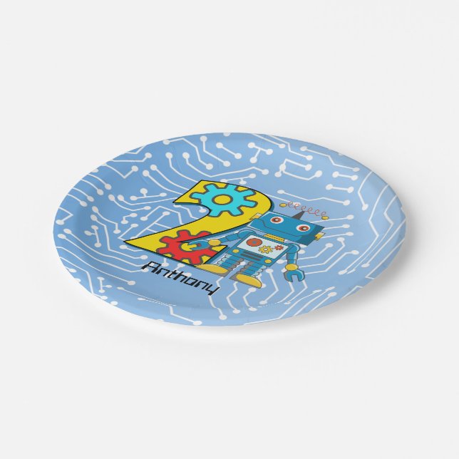 Plato De Papel 2do personalizado del cumpleaños del robot (Angular)