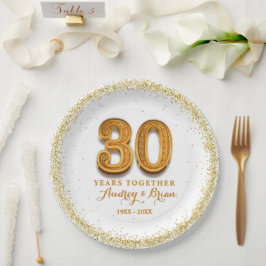 Plato De Papel 30º Aniversario Personalizado