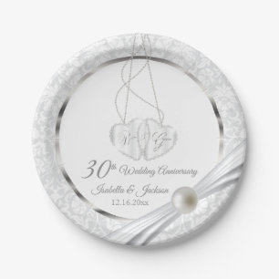 Plato De Papel 30.ª Boda de la Perla Blanca